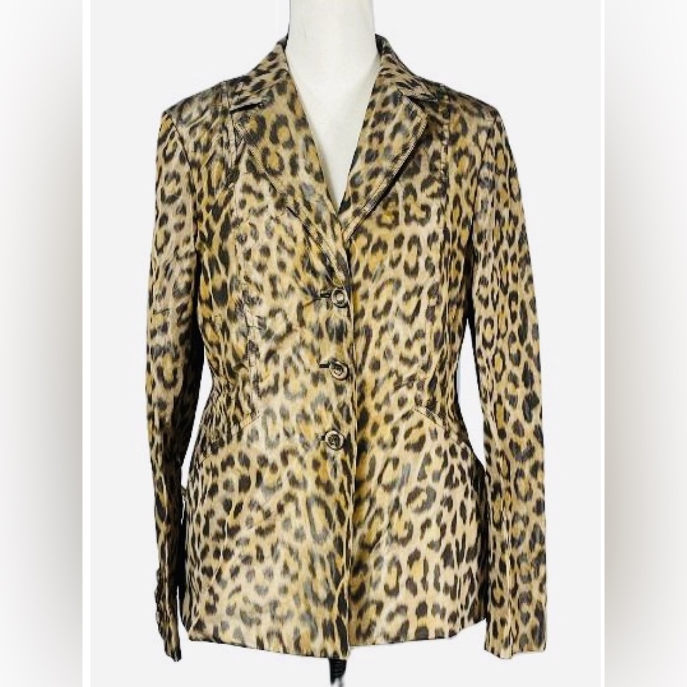 Dior Black and Brown Leopard Print Blazer Customised Size 8